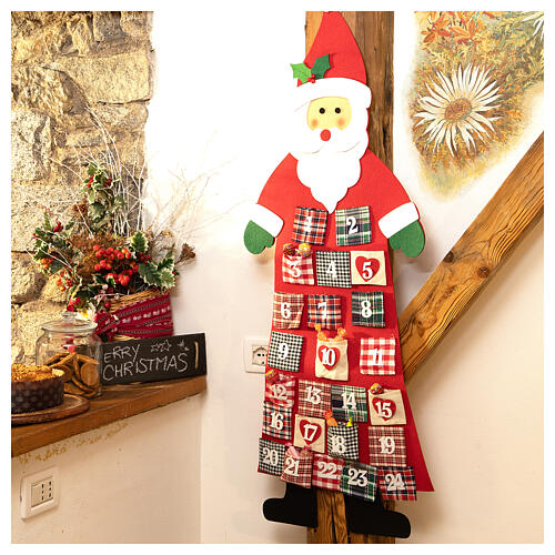Kalendarz adwentowy Święty Mikołaj z tkaniny 120 cm 1