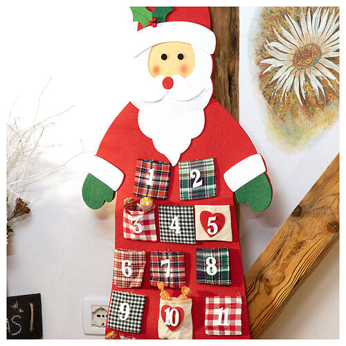 Kalendarz adwentowy Święty Mikołaj z tkaniny 120 cm 2