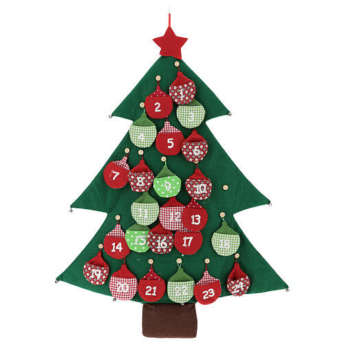 Calendario árbol de Navidad para Adviento de tela h. 90 cm 4