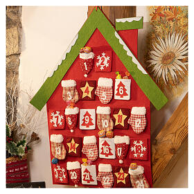 Advent Calendar in cloth in the shape of a cottage, 70 cm