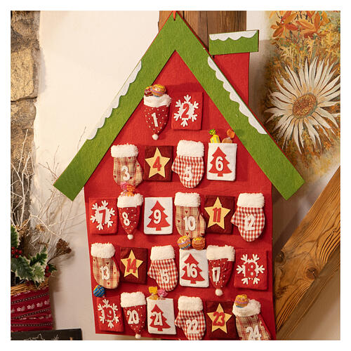 Advent Calendar in cloth in the shape of a cottage, 70 cm 2
