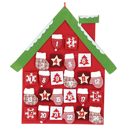 Calendário Natal em tecido casinha 70 cm 4