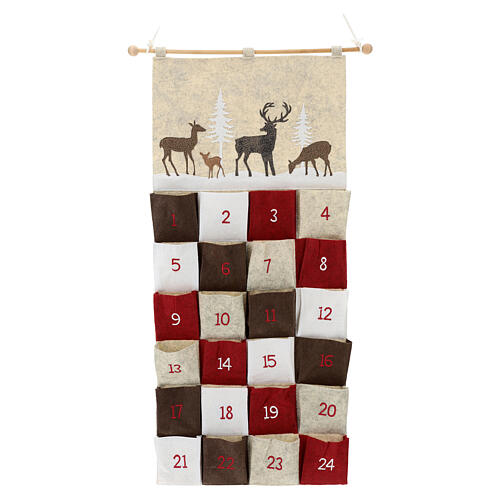 Fabric Advent calendar with deers 110 cm 1