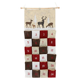 Calendario Adviento de tela con ciervos 110 cm