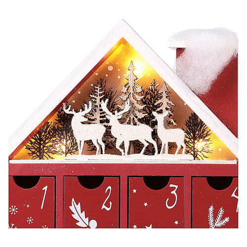Advent Calendar in wood with boxes with lights 30x40x5 cm 6