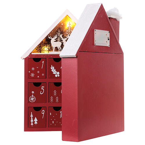 Advent Calendar in wood with boxes with lights 30x40x5 cm 8