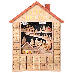 Advent calendar with drawers in wood 50x30x5 cm
