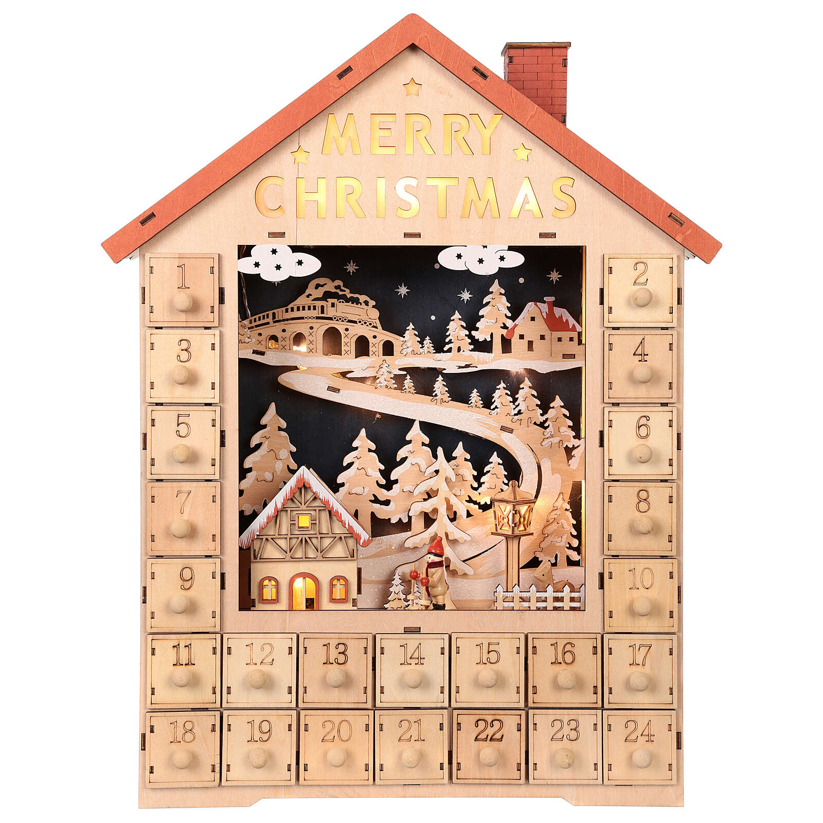 Advent calendar with drawers in wood 50x30x5 cm online sales on