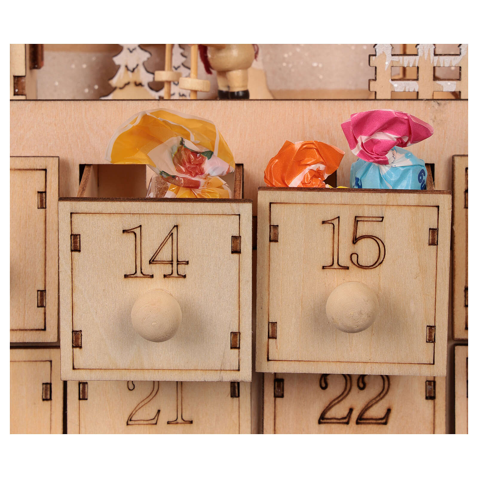 Advent calendar with drawers in wood 50x30x5 cm online sales on