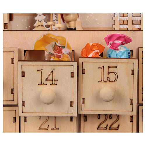 Advent calendar with drawers in wood 50x30x5 cm 2