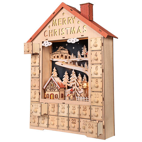 Advent calendar with drawers in wood 50x30x5 cm 3