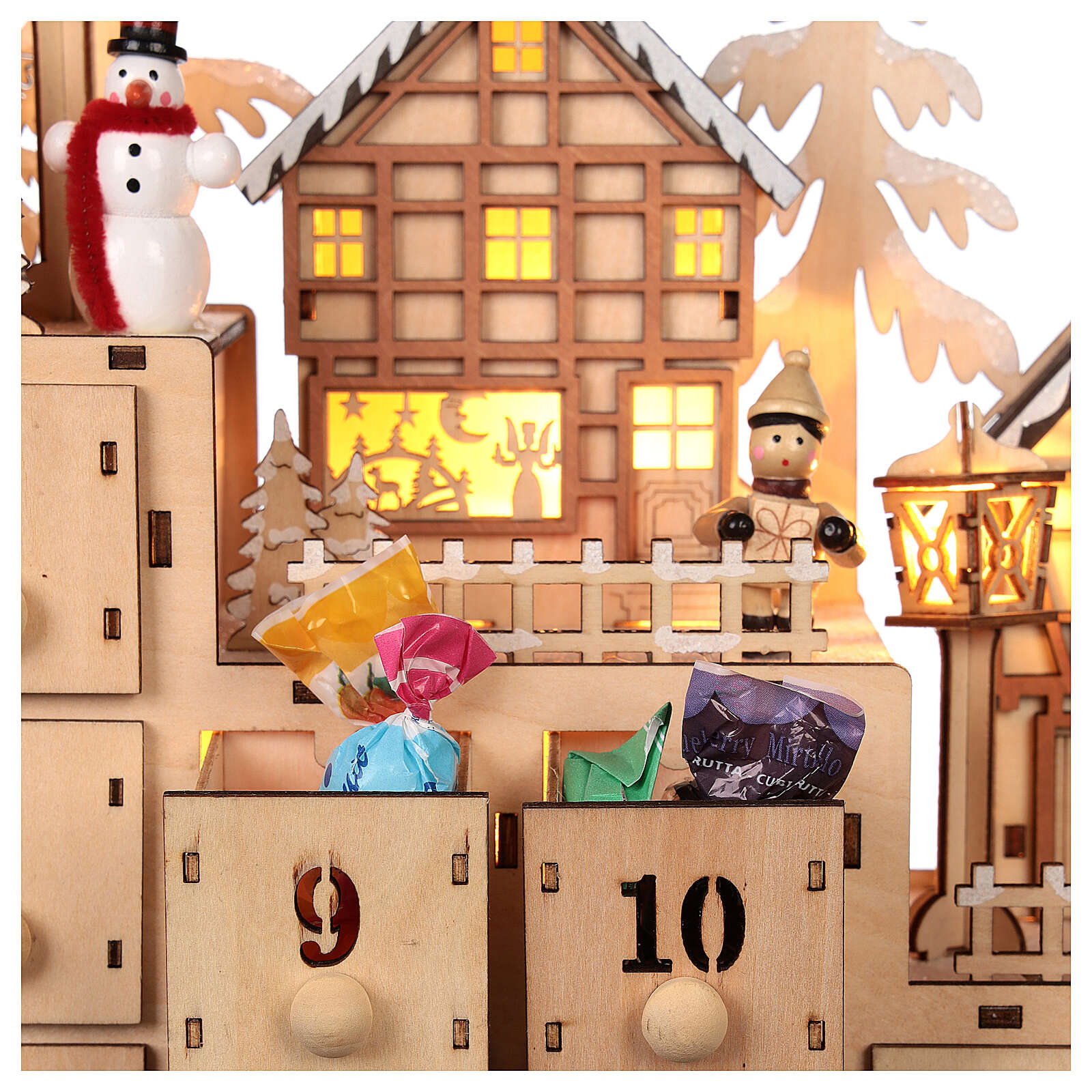 Wooden Advent calendar 30x40x10 cm lights Christmas online sales on