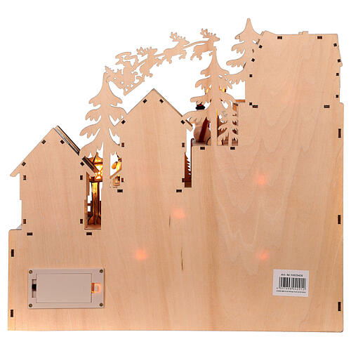 Kalendarz Adwentowy 30x40x10 cm z drewna, podświetlany, pejzaż bożonarodzeniowy 8