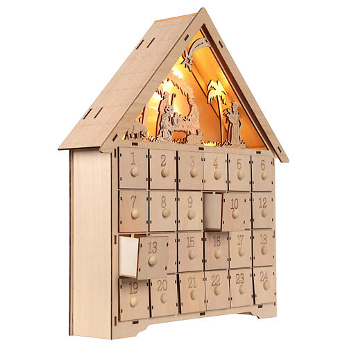 Adventskalender als Haus Weihnachtsgeschichte, 40x30x10 cm 6