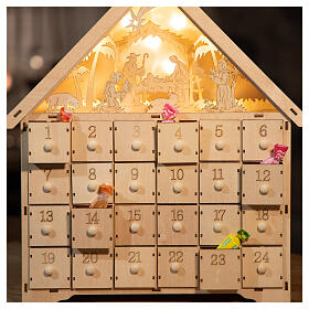 House Advent calendar 40x30x10 cm Nativity scene with lights