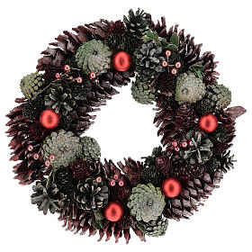 Christmas wreath with coloured pine cones 30 cm