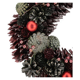 Christmas wreath with coloured pine cones 30 cm