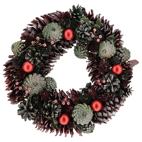 Christmas wreath with coloured pine cones 30 cm 1
