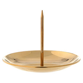 Advent candle holder shiny golden brass with jag diameter 10 cm