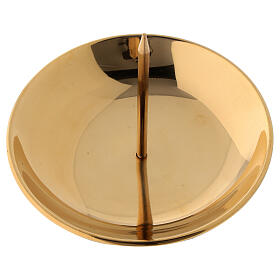 Advent candle holder spike shiny golden brass diam 10 cm