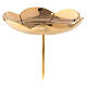 Lotus flower shaped candle holder for Advent wreath gold plated brass 4 3/4 in s1