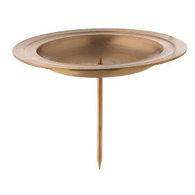 Double circle candle holder satin finish brass for Advent wreath 5 in