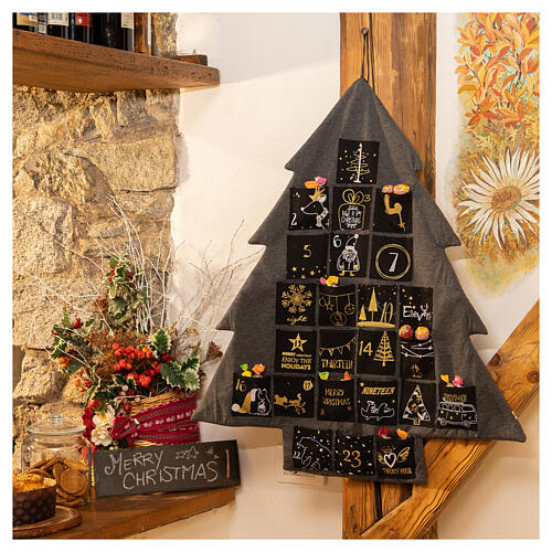Advent Calendar tree style in grey and gold, h 80 cm 1