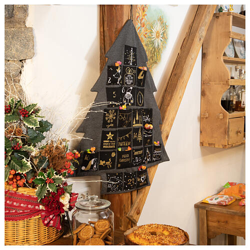Advent Calendar tree style in grey and gold, h 80 cm 3