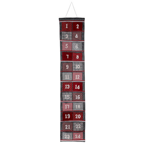 Calendário do Advento de feltro cinzento e vermelho 170 cm 1