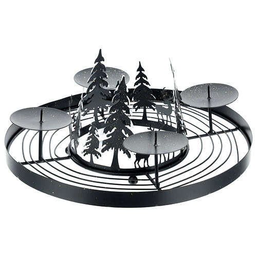Adventskranz mit schneebedecktem Wald und Dornen, 30 cm 3