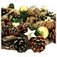 Advent crown pine cones and stars 30 cm gold s3