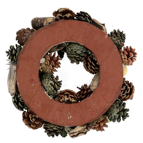 Corona Adviento piñas y estrellas 30 cm oro 5