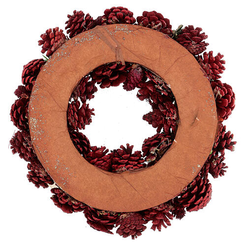 Adventskranz mit roten Beeren, Tannenzapfen und Sternen, 30 cm 4
