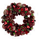 Adventskranz mit roten Beeren, Tannenzapfen und Sternen, 30 cm s1