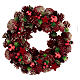 Advent wreath pine cones berries stars 30 cm red s1
