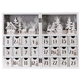 Calendario Adviento plegable madera blanca 30x40 cm