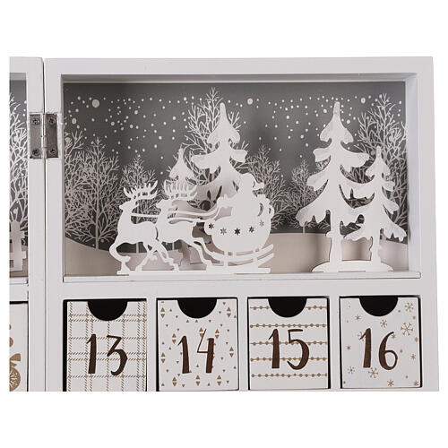 Calendario Adviento plegable madera blanca 30x40 cm 4
