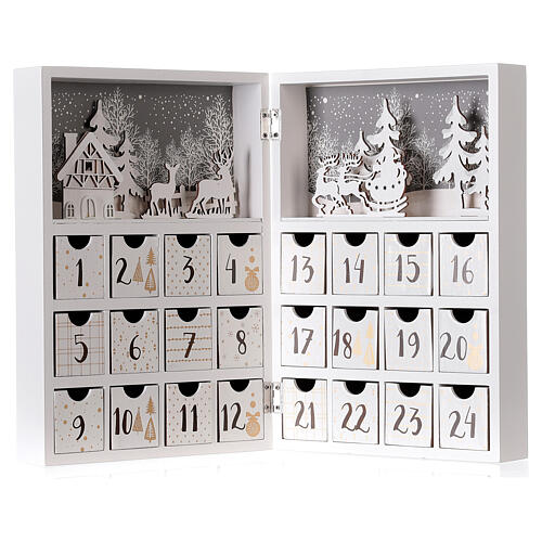 Calendario Adviento plegable madera blanca 30x40 cm 5