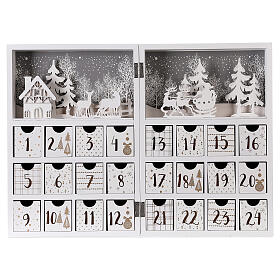 Calendario Avvento pieghevole legno bianco 30x40 cm