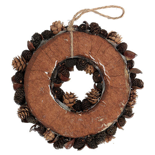 Corona Adviento piñas purpurina plata 20 cm 5