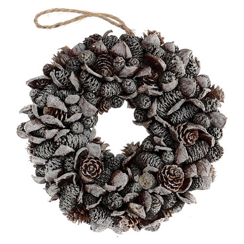 Corona Avvento pigne glitter argento 20 cm 1