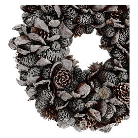 Pine cone Advent wreath silver glitter 20 cm