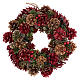 Advent wreath in red with pine cones, berries and gold glitter decorations, diameter 30 cm s1