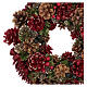 Advent wreath in red with pine cones, berries and gold glitter decorations, diameter 30 cm s2