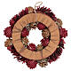 Coroa do Advento pinhas e bagas, decoração vermelha e glitter dourado 30 cm s4