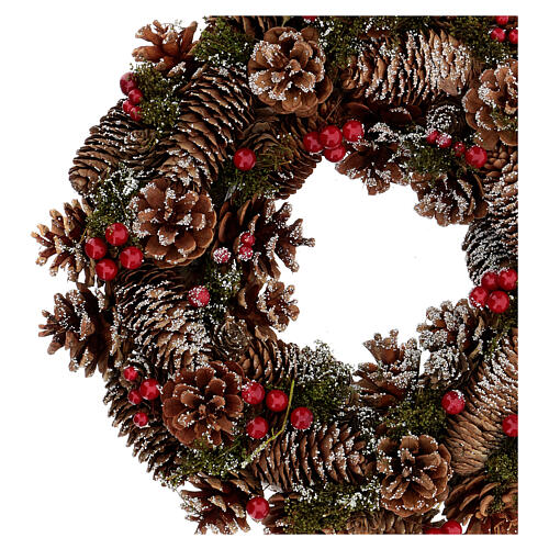 Advent wreath snowy pine cones berries 36 cm 2