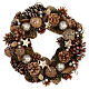Corona Avvento con pigne bacche stelle glitter 36 cm s1