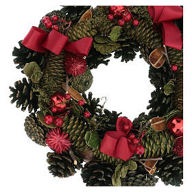 Advent wreath bows berries pine cones 30 cm