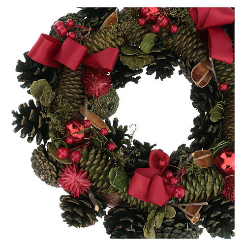 Advent wreath bows berries pine cones 30 cm 2