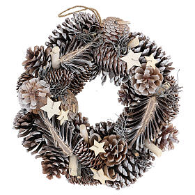 Pine cone Advent wreath stars glitter 30 cm